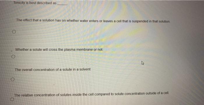 Tonicity solution cell relative three classifications there