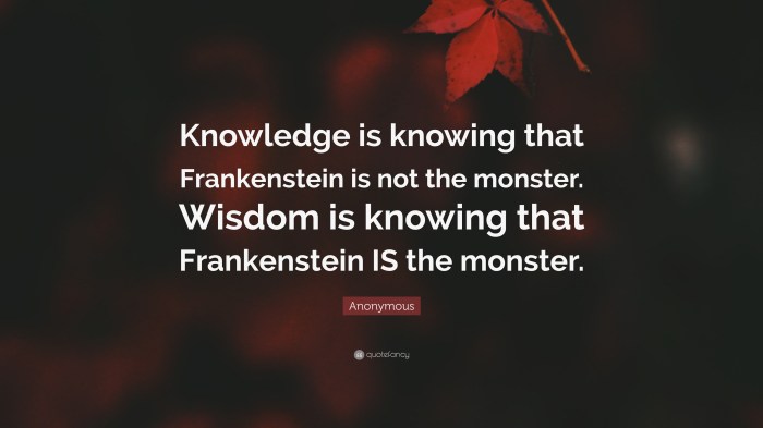 Knowledge is knowing frankenstein isn't the monster