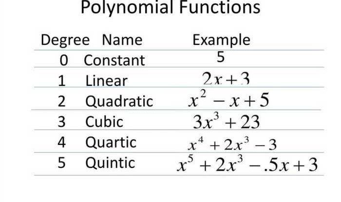 Polynomials and polynomial functions unit test